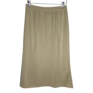 Ming Wang Womens Size XS Beige Midi Skirt Pull On Elastic Waist Minimal Capsule